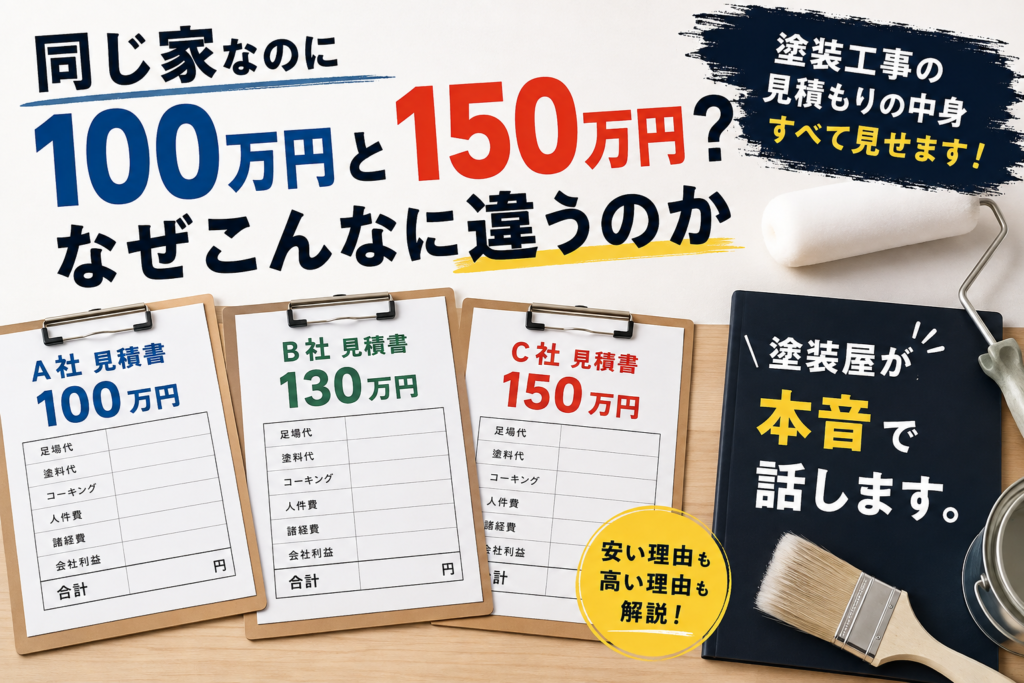 同じ家なのに100万円と150万円？塗装工事の見積もりはなぜこんなに違うのか、塗装屋が本音で話します