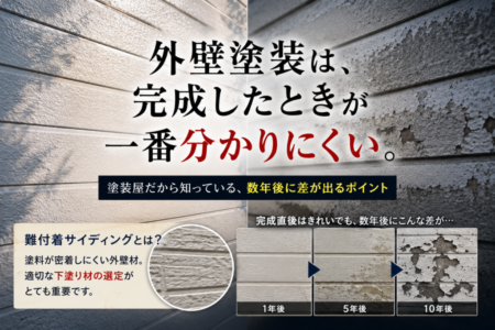 外壁塗装は、完成したときが一番分かりにくい。